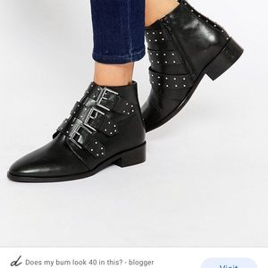 ASOS ASHLEIGH Leather Studded Ankle Boots / US 9